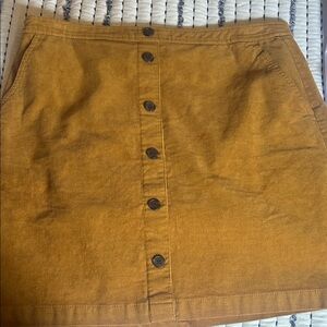 Corduroy Button-Front Skirt in Mustard